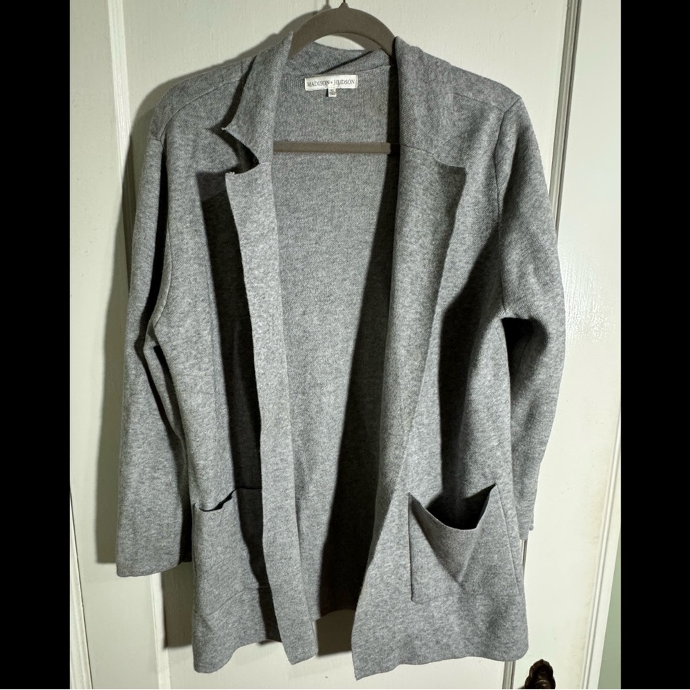 Madison and Hudson Light Gray Open Cardigan
